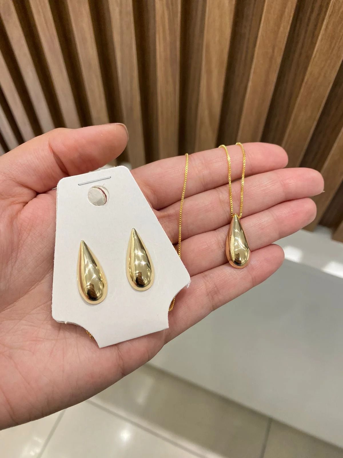 Conjunto Gota Liso - Banho Níquel