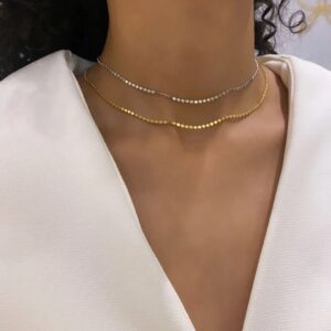 Choker Ponto e Brilho- Banho Ouro 18K